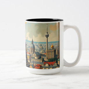 Farbenfrohe Art Deco Eiffelturm Zweifarbige Tasse