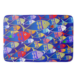 Farbenfrohe Art Deco Fish Design Badematte