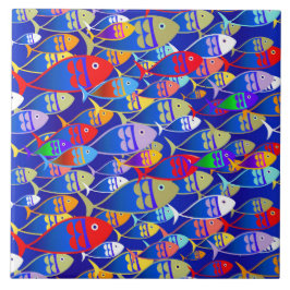 Farbenfrohe Art Déco Fish Design Fliese