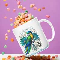 Farbenfrohe Art Deco Parrot Illustration