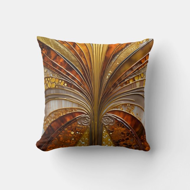 Farbenfrohe Art Deco Square Throw Kissen (Vorderseite)
