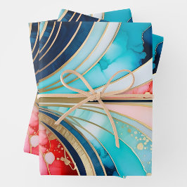Farbenfrohe Art Déco Wrapping Paper Sheets Geschenkpapier Set