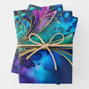 Farbenfrohe Art Déco Wrapping Paper Sheets Geschenkpapier Set
