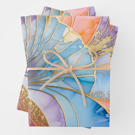 Farbenfrohe Art Déco Wrapping Paper Sheets Geschenkpapier Set