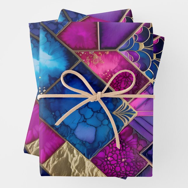 Farbenfrohe Art Déco Wrapping Paper Sheets Geschenkpapier Set (Von Creator hochgeladen)