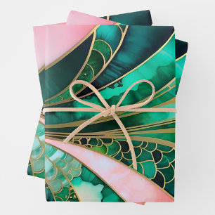 Farbenfrohe Art Déco Wrapping Paper Sheets Geschenkpapier Set