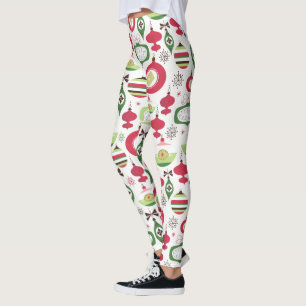 Farbenfrohe Art-Deko Weihnachtsschmuck Muster Leggings