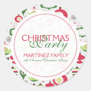 Farbenfrohe Art-Deko Weihnachtsschmuck Runder Aufkleber