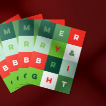 Farbenfrohe Art Merry and Bright Holiday Card