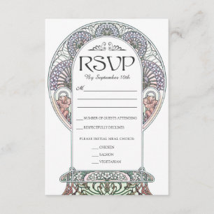 Farbenfrohe Art Nouveau Hochzeits-Antwortkarten (S RSVP Karte
