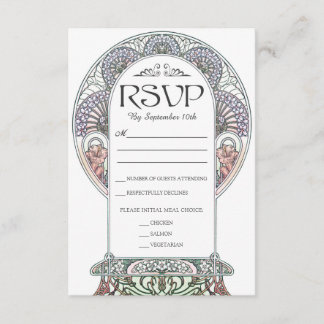 Farbenfrohe Art Nouveau Hochzeits-Antwortkarten (S RSVP Karte