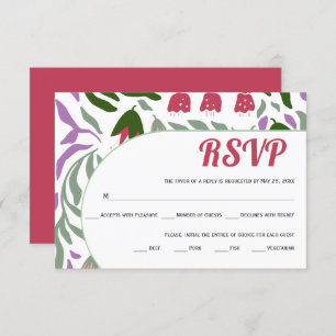 Farbenfrohe Äste und Blume boho Retro Hochzeit RSVP Karte