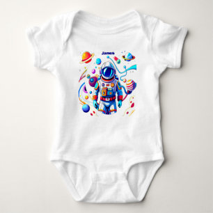 Farbenfrohe Astronauten und Univers in kühlen Farb Baby Strampler