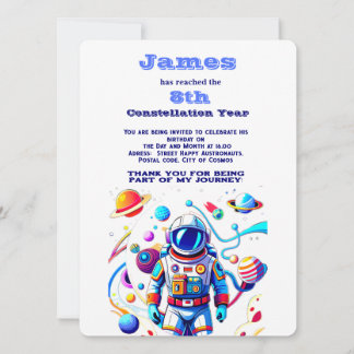 Farbenfrohe Astronauten und Univers in kühlen Farb Einladung