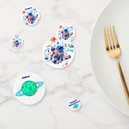 Farbenfrohe Astronauten und Univers in kühlen Farb Konfetti