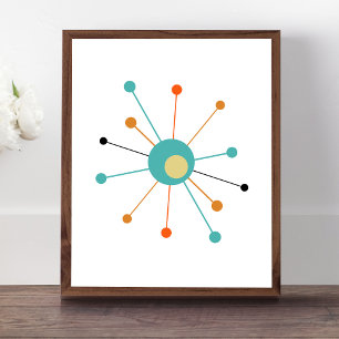 Farbenfrohe atomare Sternexplosion Mitte des Jahrh Poster