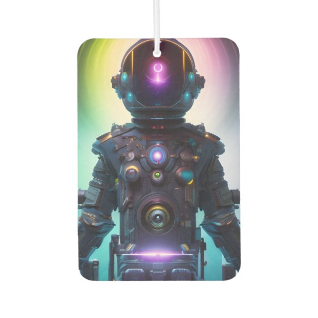 Farbenfrohe Atompunk Astronaut digitale Kunst Autolufterfrischer (Vorderseite)