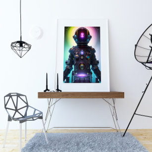 Farbenfrohe Atompunk Astronaut digitale Kunst Poster