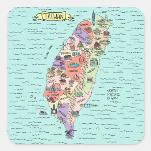 Farbenfrohe Aufkleber auf dem Taiwan-Platz