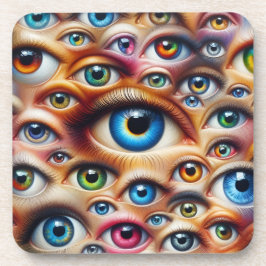 Farbenfrohe Augen Kork Rückseite Untersetzer Set v