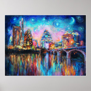 Farbenfrohe Austin Skyline Poster Svetlana Novikov