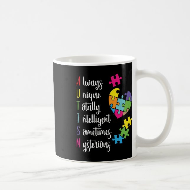 Farbenfrohe Autismus-Bewusstsein Geschenk Design f Kaffeetasse (Rechts)