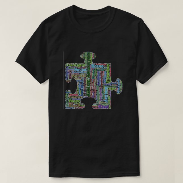 Farbenfrohe Autismus Jigsaw Puzzle Art T - Shirt (Design vorne)