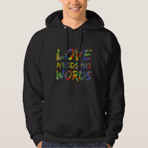 Farbenfrohe Autismus Zitat Puzzle Piece Liebe brau Hoodie