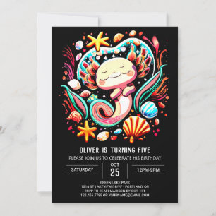 Farbenfrohe Axolotl Moderne Geburt Einladung