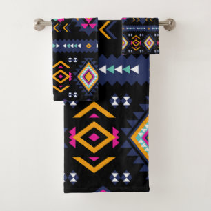 Farbenfrohe Azteken Badhandtuch Set