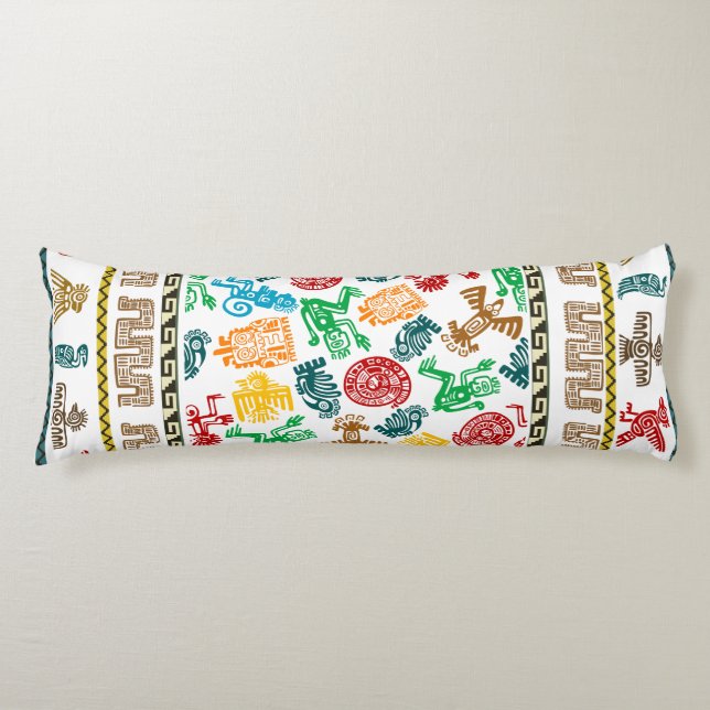 Farbenfrohe Azteken Gemustert Seitenschläferkissen (Vorderseite)