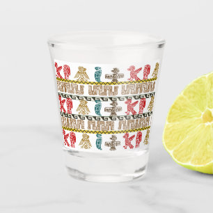 Farbenfrohe Azteken Kunst & Symbole Schnapsglas