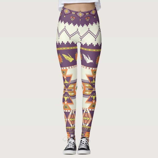 Farbenfrohe Azteken: lebendiges, nahtloses Muster. Leggings (Vorderseite)