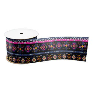 Farbenfrohe Azteken Satinband