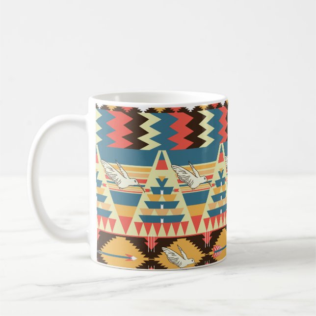 Farbenfrohe Azteken: Vögel, Muster der Blume. Kaffeetasse (Links)