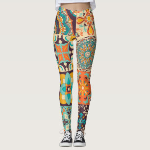 Farbenfrohe Azulejos Traditionelle Fliesenset Leggings