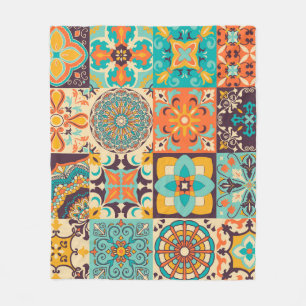 Farbenfrohe Azulejos Traditionelles Tiles-Set Fleecedecke