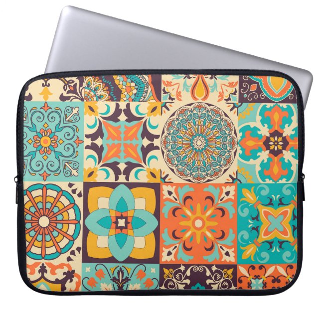 Farbenfrohe Azulejos Traditionelles Tiles-Set Laptopschutzhülle (Vorderseite)