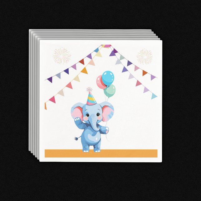 Farbenfrohe Baby Elephant mit Balloons Babydusche Serviette (Von Creator hochgeladen)