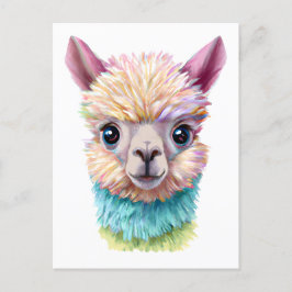 Farbenfrohe Baby Lama Postkarte