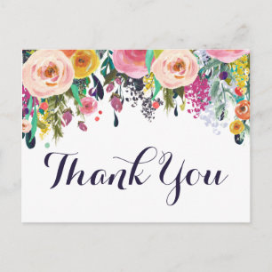 Farbenfrohe Baby-Shower-Dankeskarten mit Blumenmot Postkarte