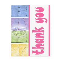 Farbenfrohe Babydusche Danke, Postcard