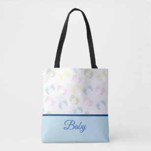 Farbenfrohe Babyfuß druckt Tote Bag
