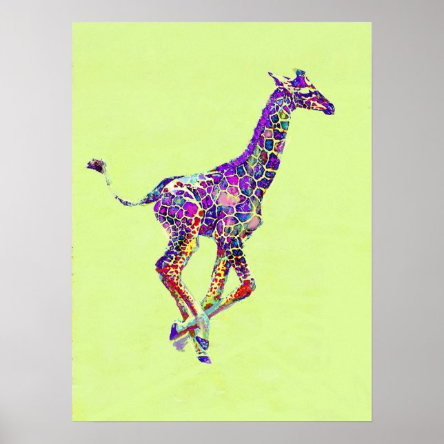 farbenfrohe Babygiraffe Poster (Vorne)