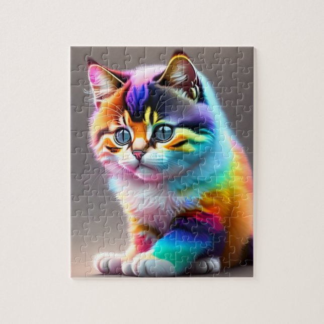 Farbenfrohe Babykatze Puzzle (Vertikal)