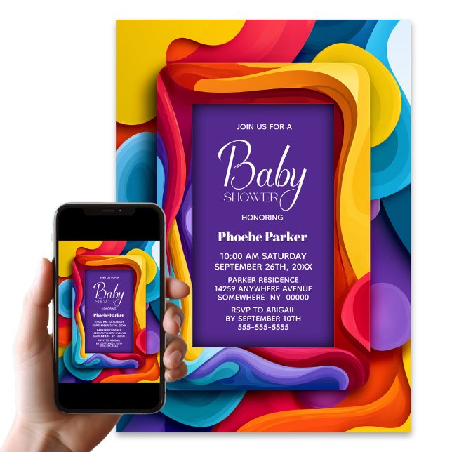 Farbenfrohe Babyparty Einladung (Von Creator hochgeladen)