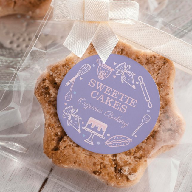 Farbenfrohe Backwaren & Kochen Lila & rosa Runder Aufkleber (Von Creator hochgeladen)