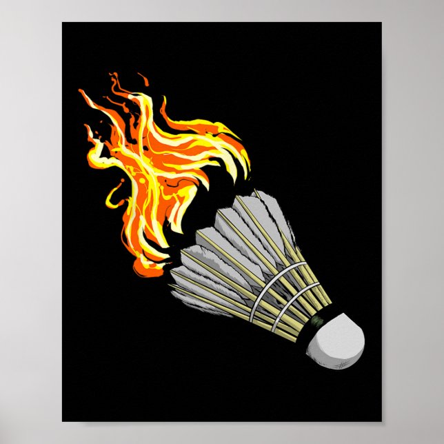 Farbenfrohe Badminton Flame Shuttle Art Sport Poster (Vorne)