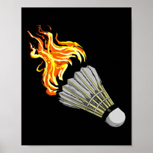 Farbenfrohe Badminton Flame Shuttle Art Sport Poster