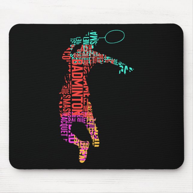 Farbenfrohe Badminton Player Shuttle Racket Badmin Mousepad (Vorne)
